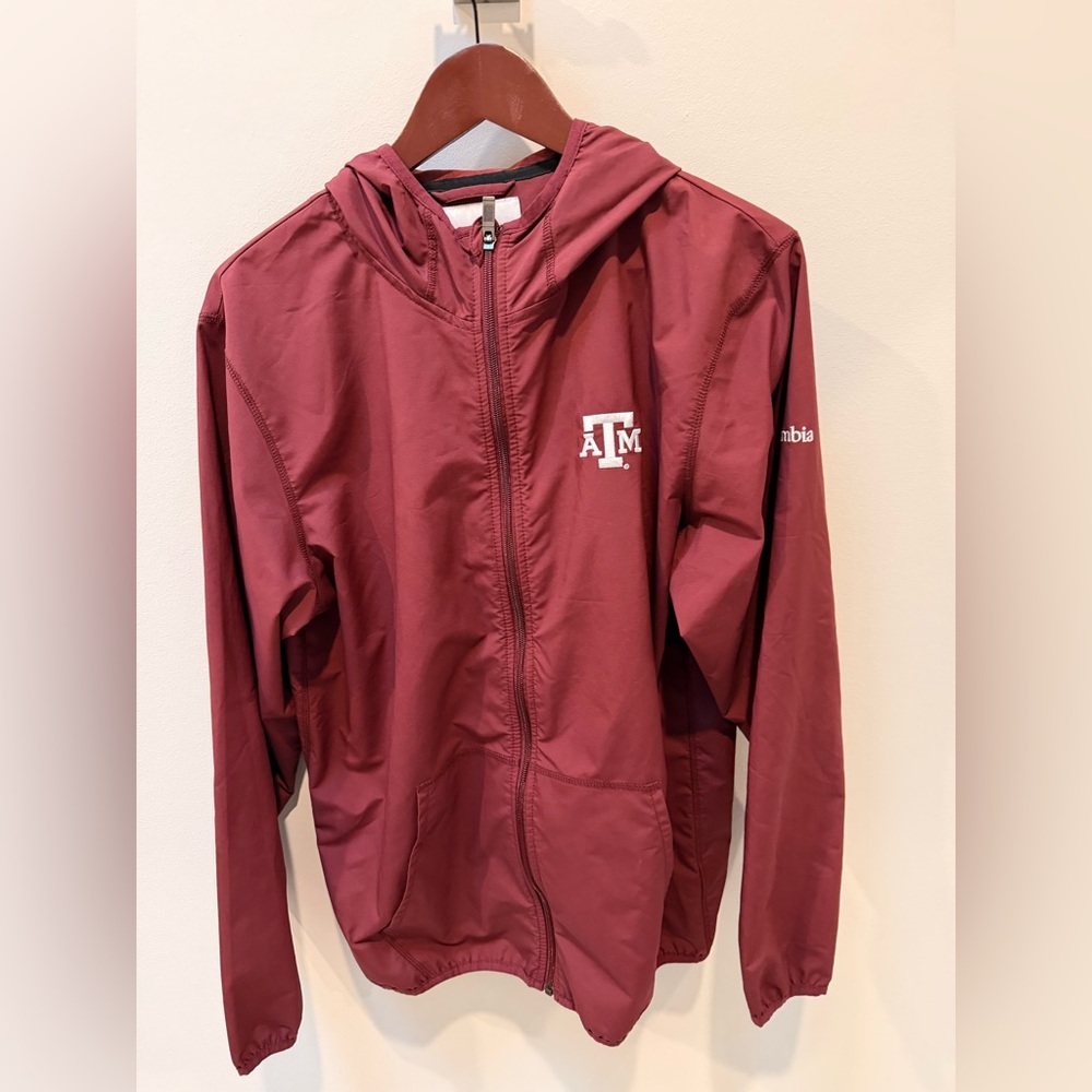 Columbia Maroon Hooded Windbreaker with Texas A&M Logo
